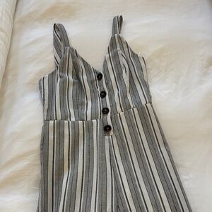 Striped Button-Front Jumpsuit
